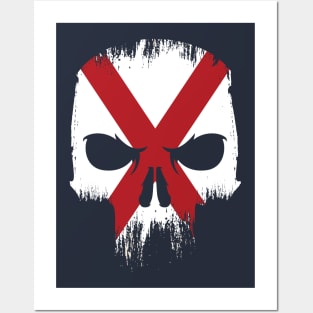 Retro Grunge Alabama State Flag Skull Posters and Art